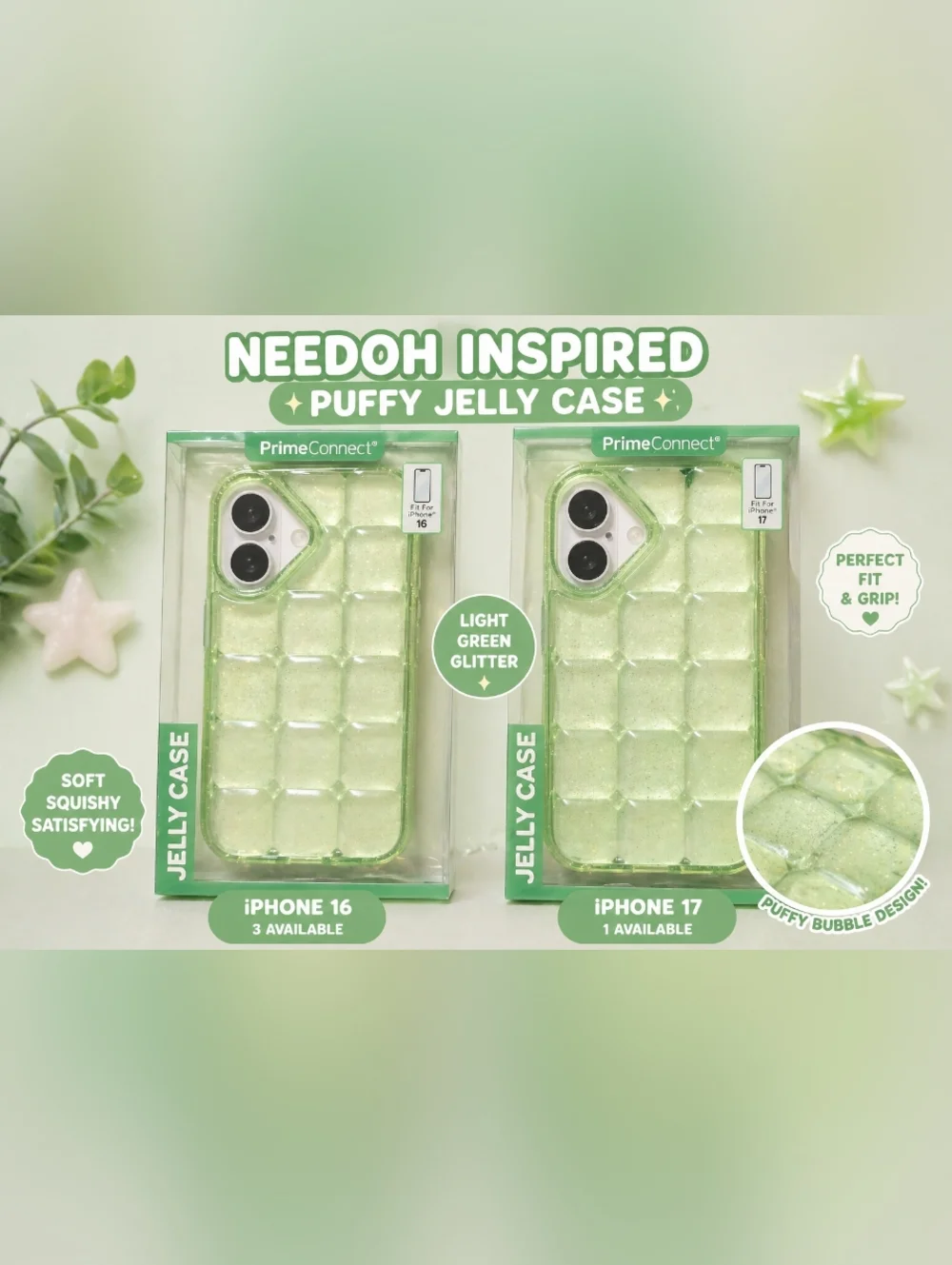 NeeDoh Inspired‎ Puffy iPhone Case 💚 Squishy Bubble Aesthetic iPhone 16/17